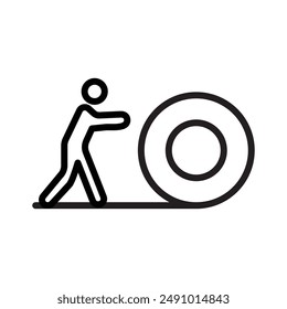 Icono de alfombra rodante hombre Logo de Vector de arte de línea negra