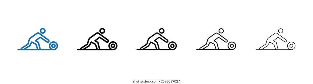 Man rolling carpet mat icon Outline vector logo for web ui