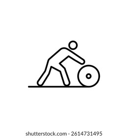 Man rolling carpet mat icon black and white vector sign