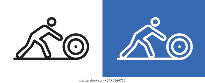 Man rolling carpet mat logo sign set vector outline