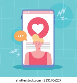 man in romantic video chat concept