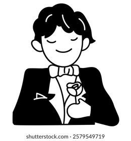 man with a rose. vector doodle illustration