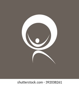 Man in Round Icon on Dark Gray Color. Eps-10.