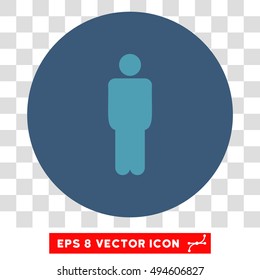 Man round icon. Vector EPS illustration style is flat iconic bicolor symbol, cyan and blue colors, transparent background.