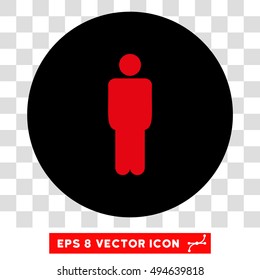 Man round icon. Vector EPS illustration style is flat iconic bicolor symbol, intensive red and black colors, transparent background.