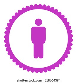Man round stamp icon. This flat vector symbol is drawn with violet color on a white background.