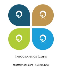 Icono de Ilustración de vectores redondos de Man para todos los propósitos. Aislado en 4 entornos diferentes.