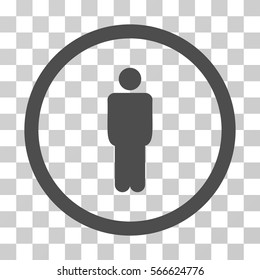 Man rounded icon. Vector illustration style is flat iconic symbol inside a circle, gray color, transparent background. Designed for web and software interfaces.