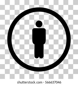 Man rounded icon. Vector illustration style is flat iconic symbol inside a circle, black color, transparent background. Designed for web and software interfaces.