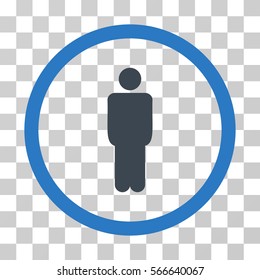 Man rounded icon. Vector illustration style is flat iconic bicolor symbol inside a circle, smooth blue colors, transparent background. Designed for web and software interfaces.