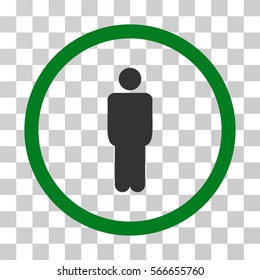 Man rounded icon. Vector illustration style is flat iconic bicolor symbol inside a circle, green and gray colors, transparent background. Designed for web and software interfaces.