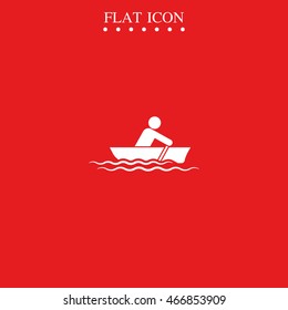 Man row a canoe boat icon.