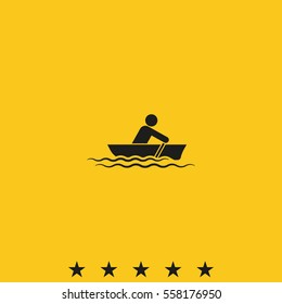 Man row a canoe boat icon.