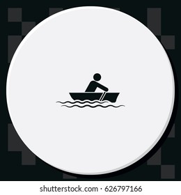 Man row a canoe boat icon.