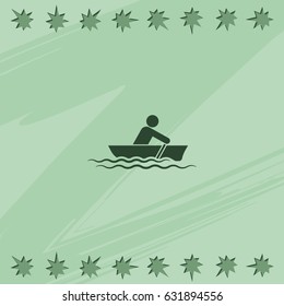 Man Row A Canoe Boat Icon.