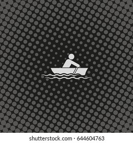 Man row a canoe boat icon.