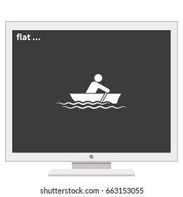 Man row a canoe boat icon.