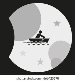 Man row a canoe boat icon.