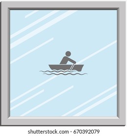Man row a canoe boat icon.