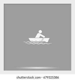 Man row a canoe boat icon.