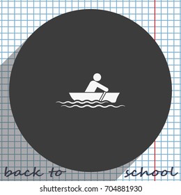 Man row a canoe boat icon.