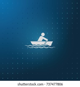 Man row a canoe boat icon.