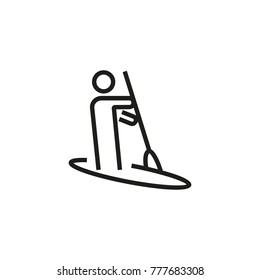 Man rowing boat line icon