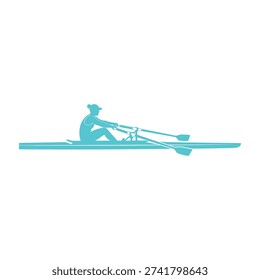 Man rowing a boat with oars illustration