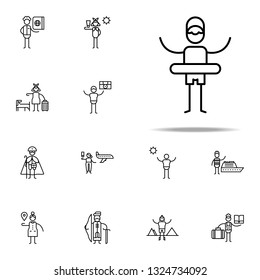 Man, rubber ring icon. Travel icons universal set for web and mobile