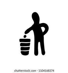 Man with rubbish icon. Vector illustration.