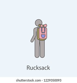 man with rucksack 2 colored line icon. Simple colored element illustration. Outline symbol design from man with bag set