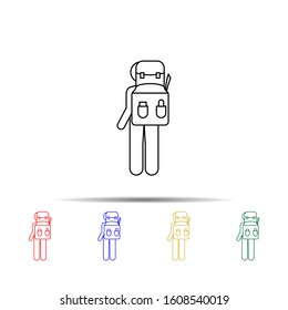 man with rucksack big multi color style icon. Simple thin line, outline vector of vmle bag and luggage icons for ui and ux, website or mobile application