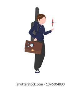 Man with rucksack and guitar case 