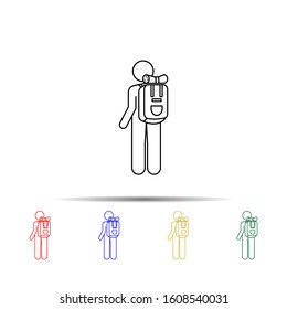 man with rucksack multi color style icon. Simple thin line, outline vector of vmle bag and luggage icons for ui and ux, website or mobile application