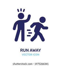 Man Run Away Icon. Person Running In Front Of People. Vector Illustration