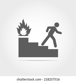 man run at exit fire icon on white background