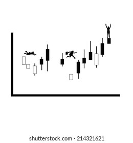Man run on Stock Graph