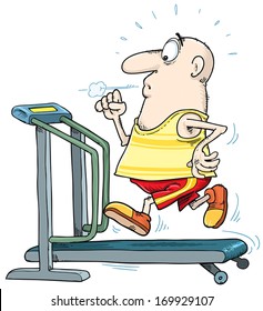 Man run on the treadmill.