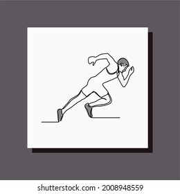 man run one line art continuous