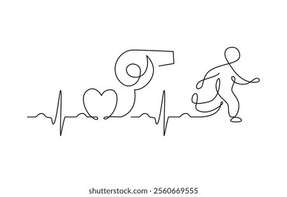 Man Run One Single Line Drawing. Vector Illustration of Continuous Monoline Sign Illustration. Linear Art.