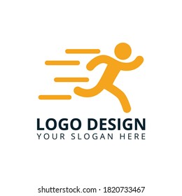 Man Run Professional Logo Design Vector