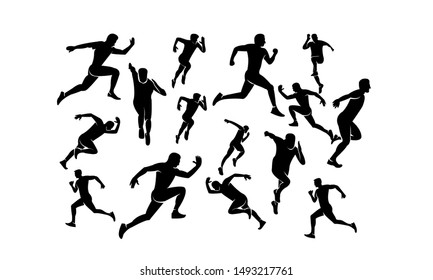 man run silhouette set logo icon design template