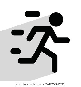 man runing, black and white, vector illustration
