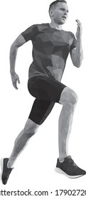 man runner athlete run. shade of gray polygonal vector