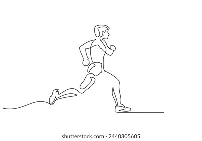 Man Runner. Continuous One Line Drawing. Running Abstract Minimal Drawing. Male Run Sport sign. Modern Contour Drawing. Vector illustration EPS 10.