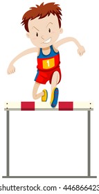 Hombre corredor haciendo vallas para la ilustración