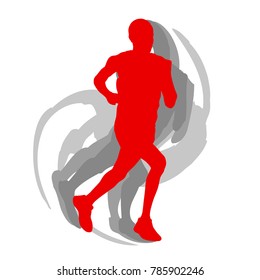 Man runner motion isolated vector background concept on white