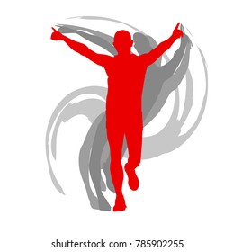 Man runner motion isolated vector background concept on white