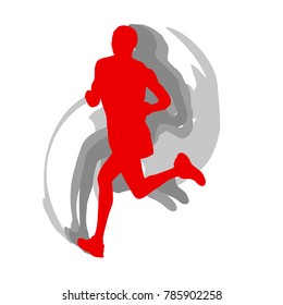 Man runner motion isolated vector background concept on white