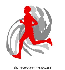 Man runner motion isolated vector background concept on white